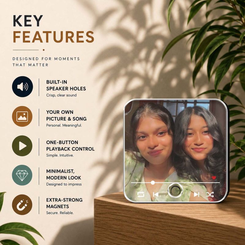 Personalized Gift for Best Friends  Custom Musical Fridge Magnet with Photo & Any Song Birthday Gift for Bestie & Friendship Day Gift for Female Friend Long Distance Gift